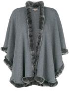N.peal Rabbit Fur Trim Cape - Grey