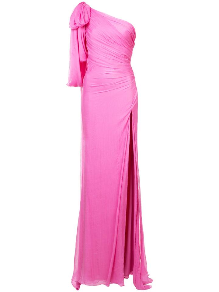Oscar De La Renta One-shoulder Draped Gown - Pink & Purple
