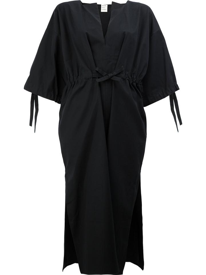 Maison Rabih Kayrouz Split Neck Elasticated Trim Dress, Women's, Size: 36, Black, Cotton