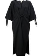 Maison Rabih Kayrouz Split Neck Elasticated Trim Dress, Women's, Size: 36, Black, Cotton