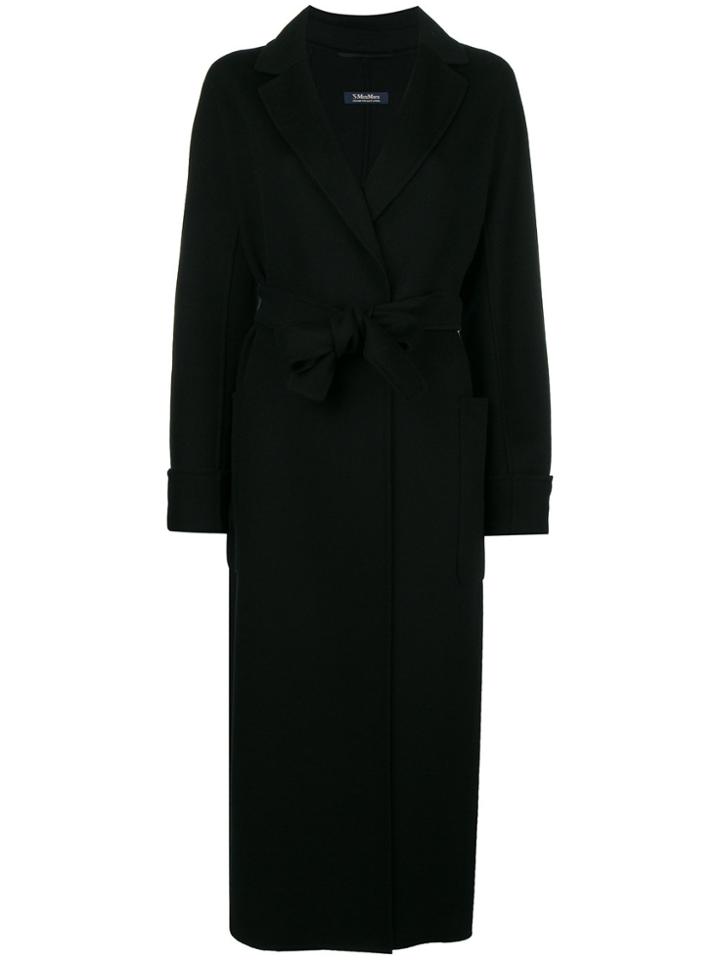 's Max Mara Belted Long Coat - Black