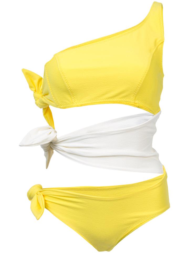 Lisa Marie Fernandez Contrast Cut-out Swimsuit - Yellow & Orange