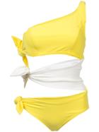 Lisa Marie Fernandez Contrast Cut-out Swimsuit - Yellow & Orange