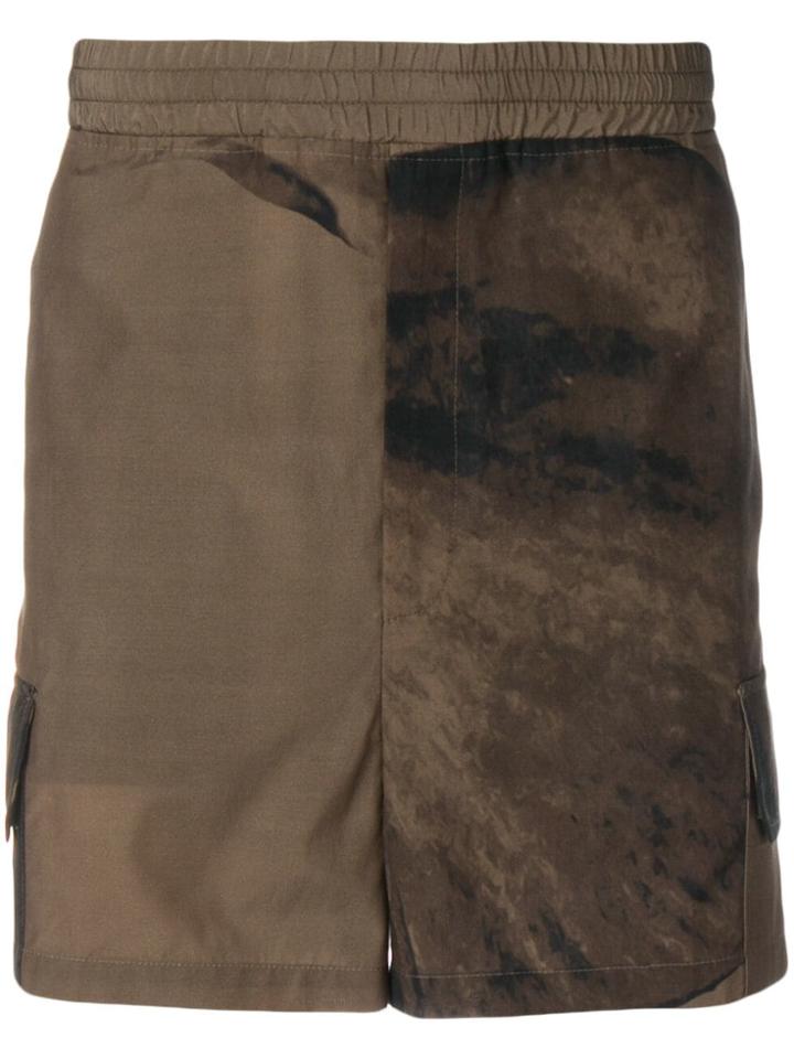 Neil Barrett Stained-effect Cargo Pocket Shorts - Green