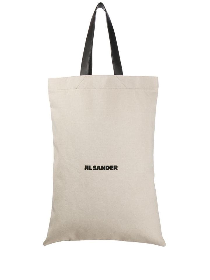 Jil Sander Oversized Logo Print Tote - Neutrals