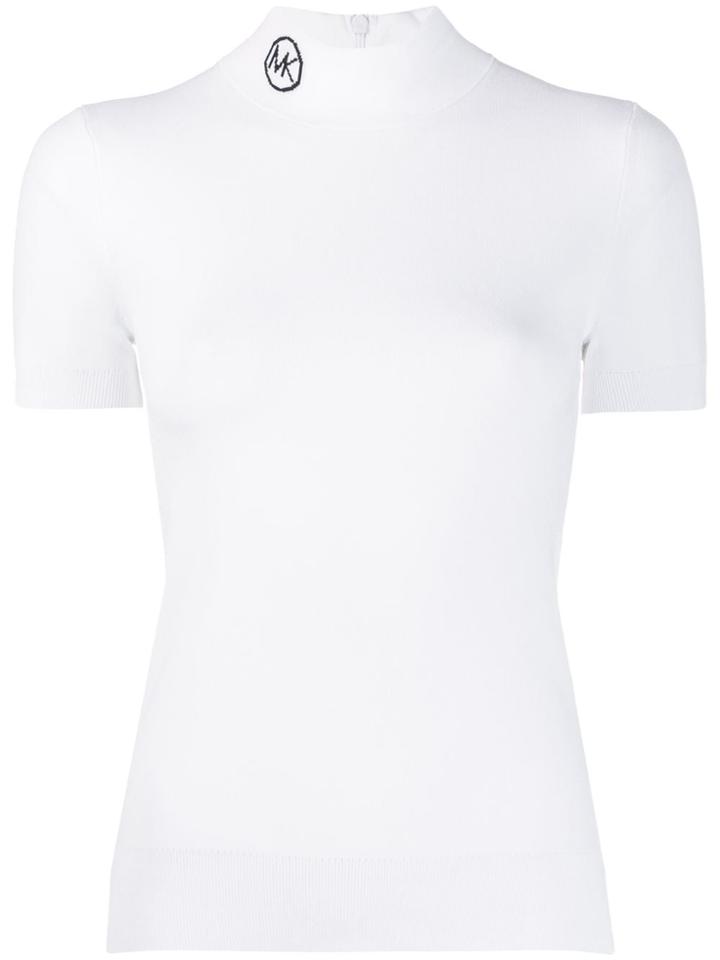 Michael Michael Kors Short Sleeve Turtle-neck Top - White