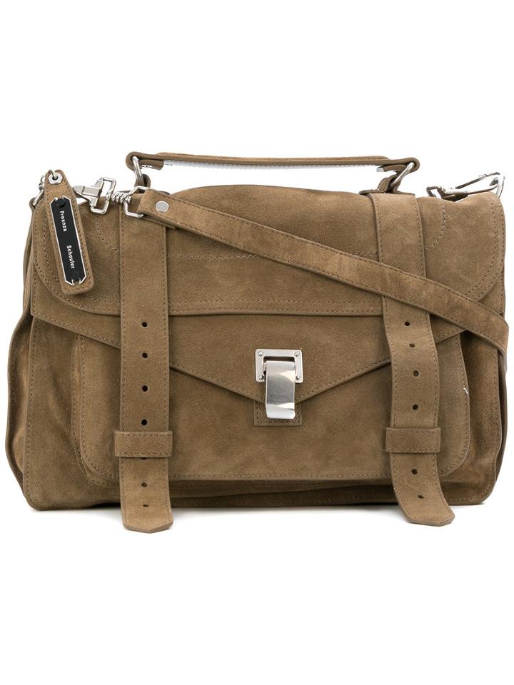 Proenza Schouler - Ps1 Medium Satchel - Women - Suede - One Size, Green, Suede