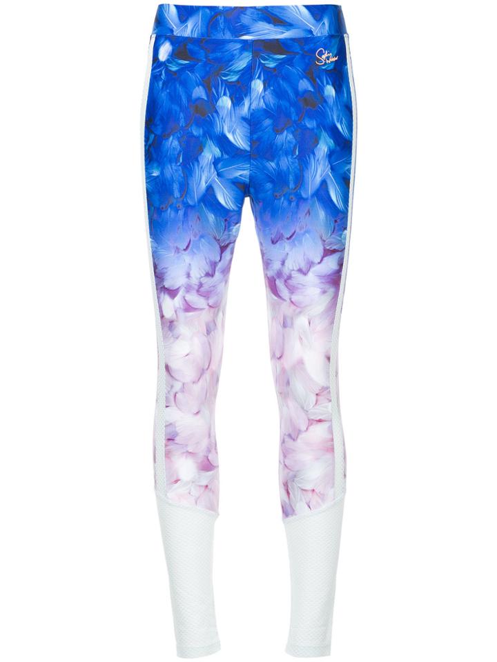 Puma X Sophia Webster Ombré Floral-print Mesh Leggings - Blue