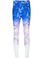 Puma X Sophia Webster Ombré Floral-print Mesh Leggings - Blue