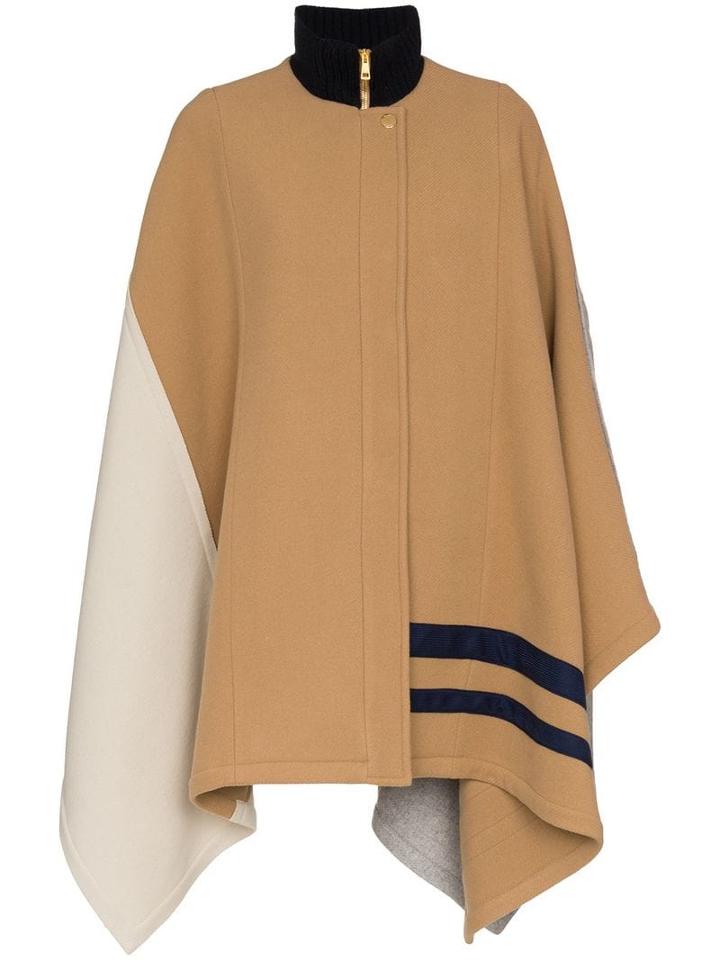Chloé Colour Block Cape Coat - Brown