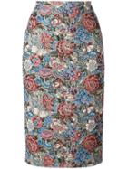 Ermanno Scervino Floral Jacquard Pencil Skirt, Women's, Size: 44, Polyester/acrylic/cotton/other Fibers