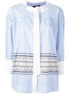 Rossella Jardini Contrast Pattern Top, Size: 44, Blue, Cotton