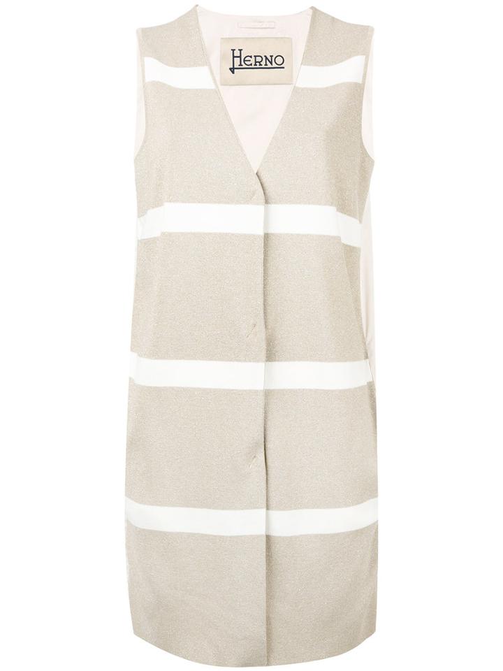 Herno - Striped Waistcoat - Women - Polyamide/polyester/viscose/metallic Fibre - 40, Nude/neutrals, Polyamide/polyester/viscose/metallic Fibre