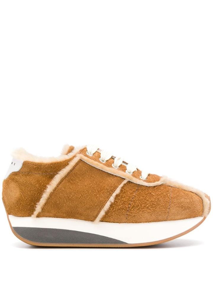 Marni Fur Trim Sneakers - Neutrals