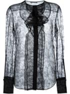 Alexander Mcqueen Sheer Lace Blouse, Women's, Size: 40, Black, Polyamide/silk