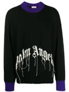 Palm Angels Fringed Logo Sweater - Black