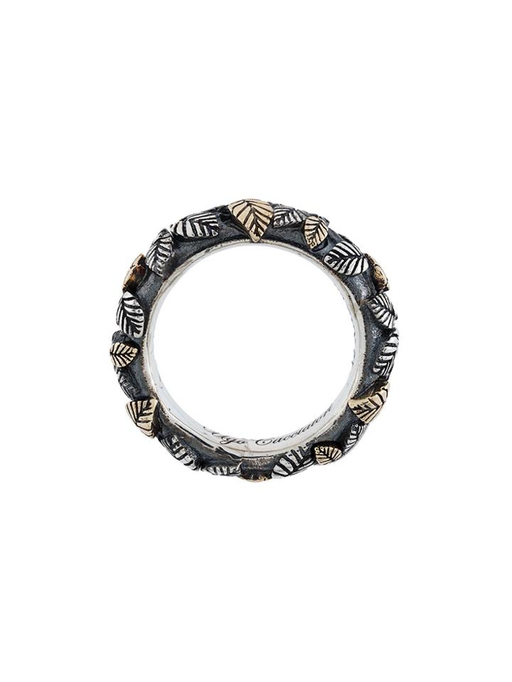Ugo Cacciatori Leaf Band Ring - Metallic