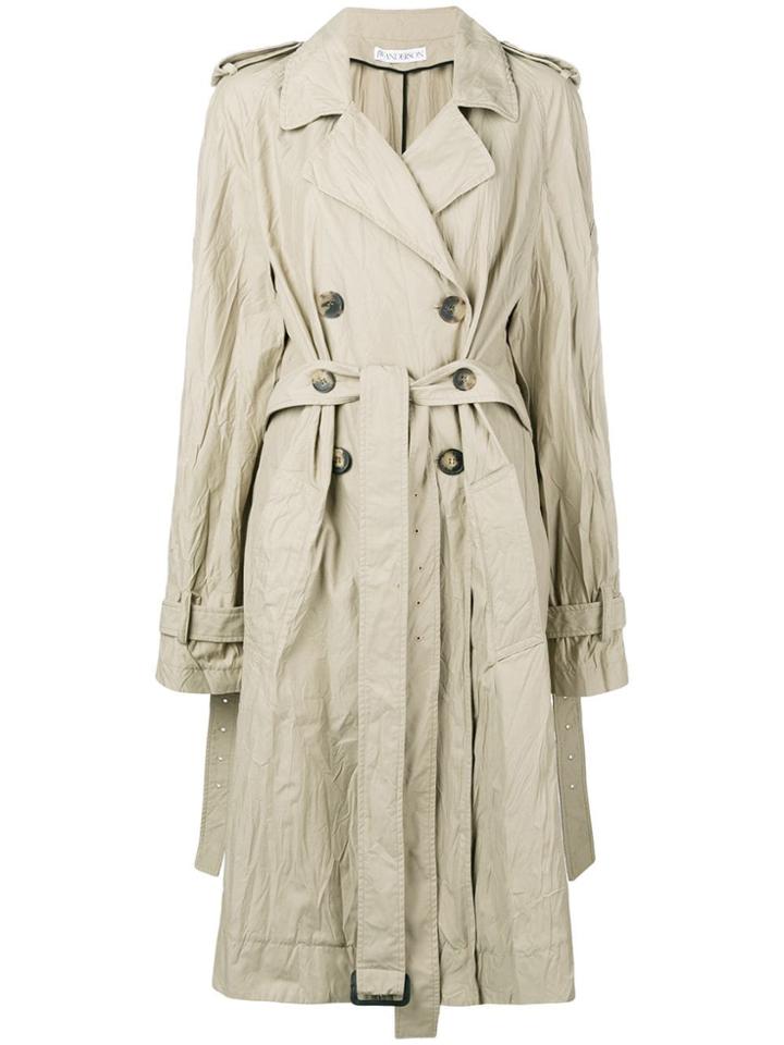 Jw Anderson Crinkled Trenchcoat - Neutrals