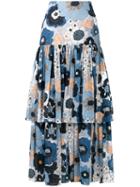 Chloé - Floral Peasant Skirt - Women - Silk/cotton - 38, Women's, Blue, Silk/cotton