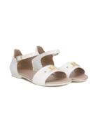 Young Versace Medusa Charm Strap Sandals - White