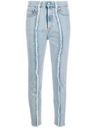 Rokh Frayed Detail Skinny Jeans - Blue