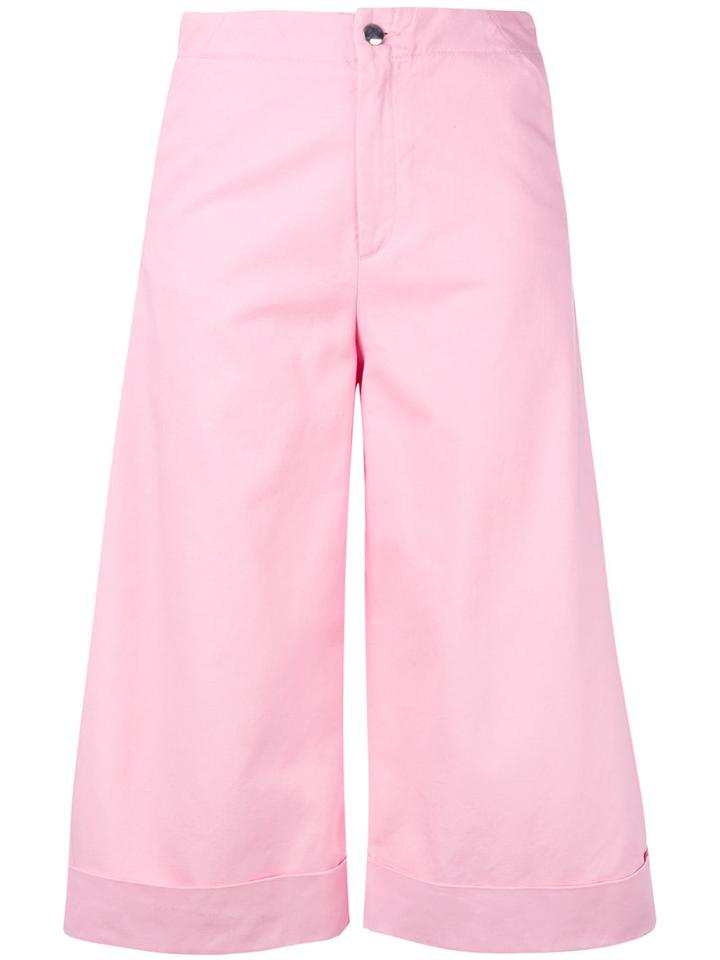 Cropped Flared Trousers - Women - Cotton - 28, Pink/purple, Cotton, The Seafarer