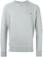 Maison Kitsuné Embroidered Logo Sweatshirt, Men's, Size: Small, Grey, Cotton
