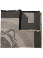Versace Medusa & Greca Scarf, Men's, Nude/neutrals, Silk/viscose/wool