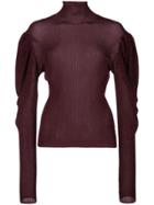 Caroline Constas Puff-shoulder Ribbed Jumper - Purple