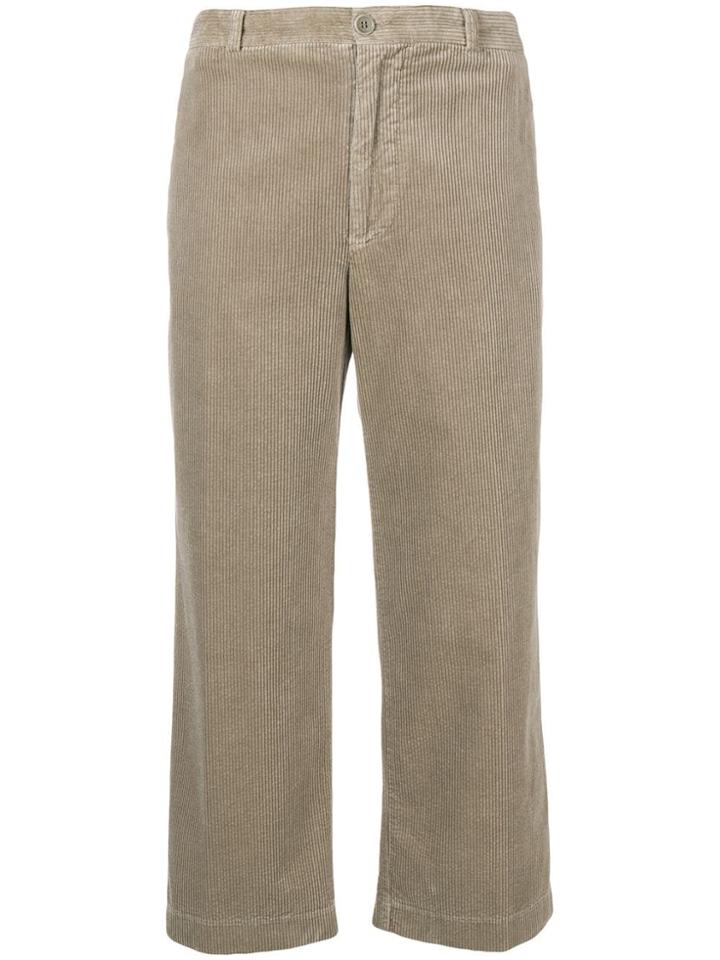 Aspesi Cropped Corduroy Trousers - Neutrals