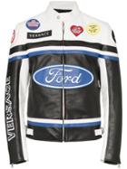 Versace X Ford Race Logo Biker Jacket - Black