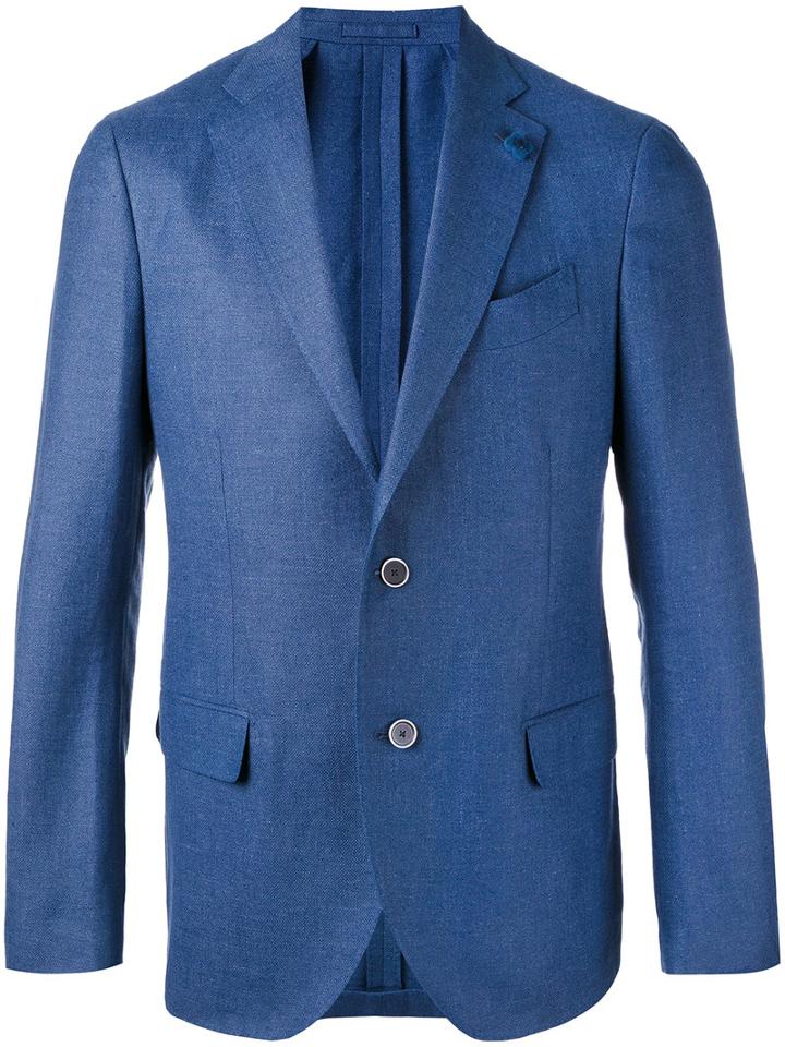 Lardini - Notched Lapel Blazer - Men - Silk/linen/flax/cupro/mohair - 54, Blue, Silk/linen/flax/cupro/mohair