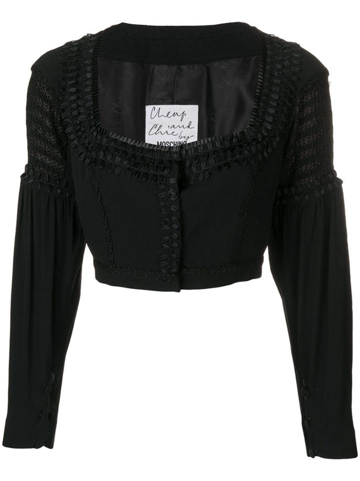 Moschino Vintage Embroidered Cropped Top - Black