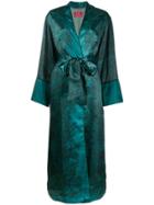 F.r.s For Restless Sleepers Floral-print Satin Coat - Blue