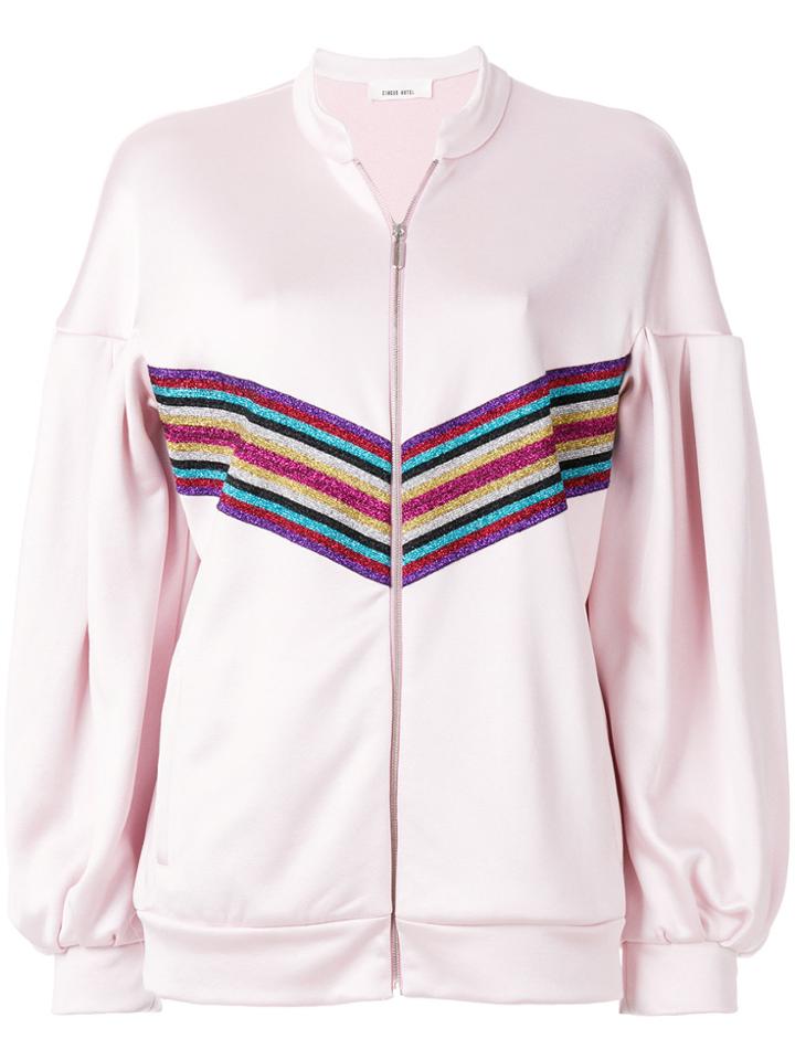 Circus Hotel Rainbow Stripe Oversized Sports Jacket - Pink & Purple