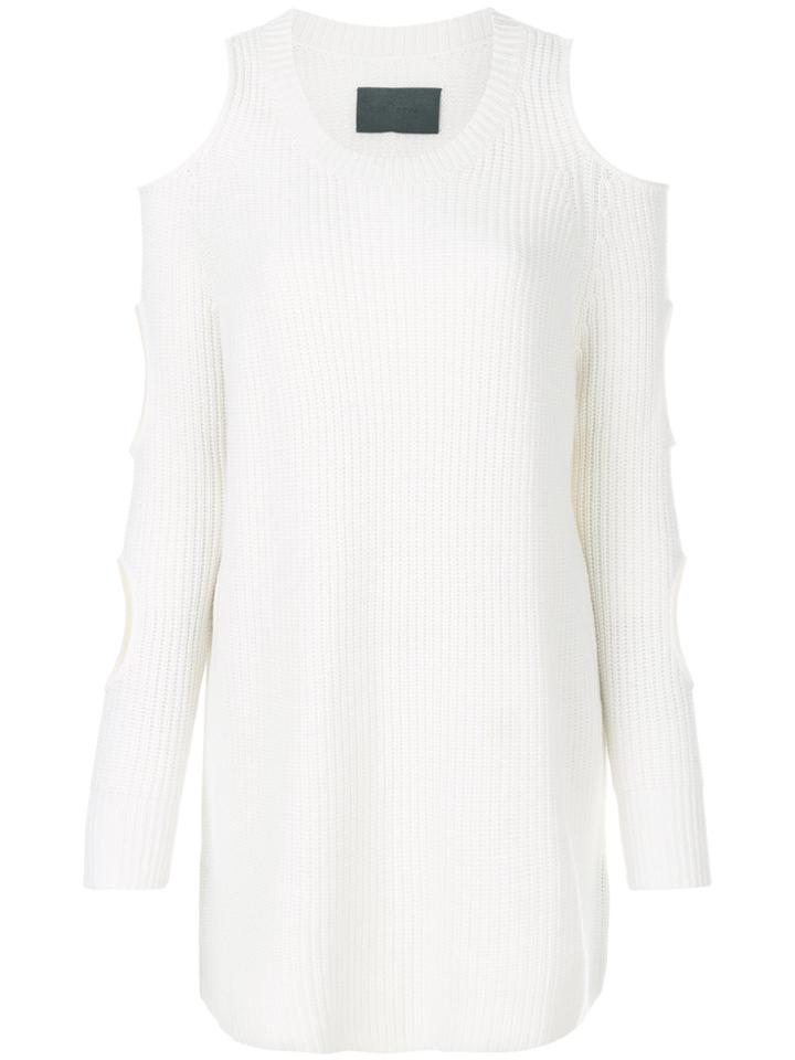 Zoe Jordan Sleeve Slit Jumper - White