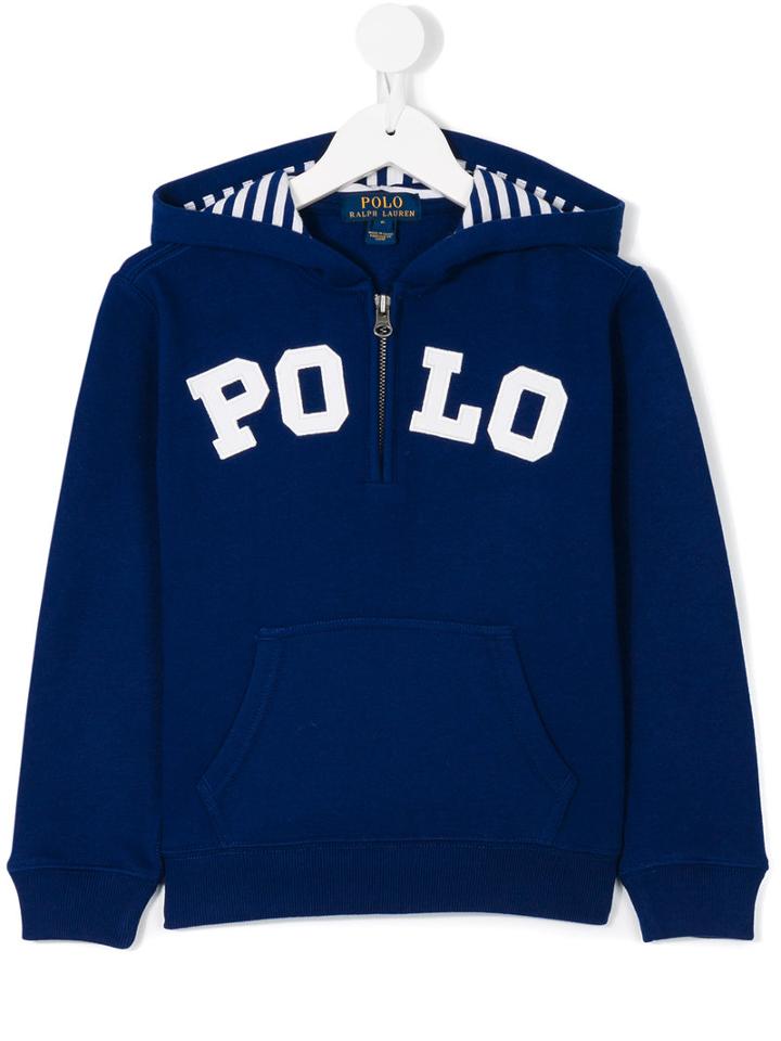 Polo Logo Hoodie - Kids - Cotton/polyester - 10 Yrs, Blue, Ralph Lauren Kids