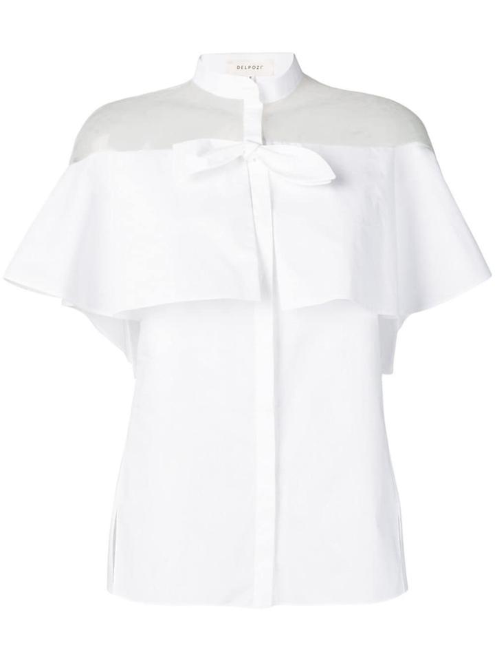 Delpozo Sheer Panel Ruffle Shirt - White