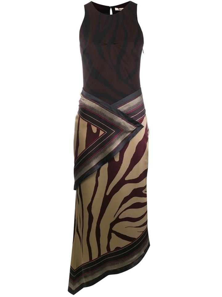 Roberto Cavalli Faux Wrap Tiger Printed Dress - Nude & Neutrals