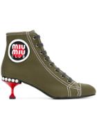 Miu Miu Lace-up Boots - Green