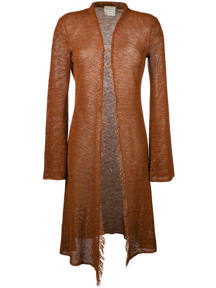 Forte Forte - Longline Cardigan - Women - Cotton/linen/flax - Ii, Brown, Cotton/linen/flax