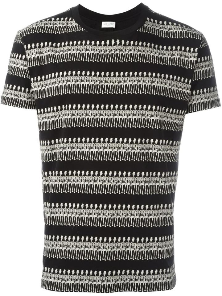 Saint Laurent Skeleton Print T-shirt, Men's, Size: Medium, Black, Cotton