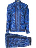 Versace Vintage Baroque Printed Shirt & Skirt - Blue