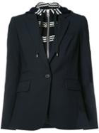 Veronica Beard Layered Hooded Blazer, Size: 8, Blue, Virgin Wool/spandex/elastane