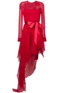 Alexandre Vauthier Ruffled Asymmetric Hem Dress - Red
