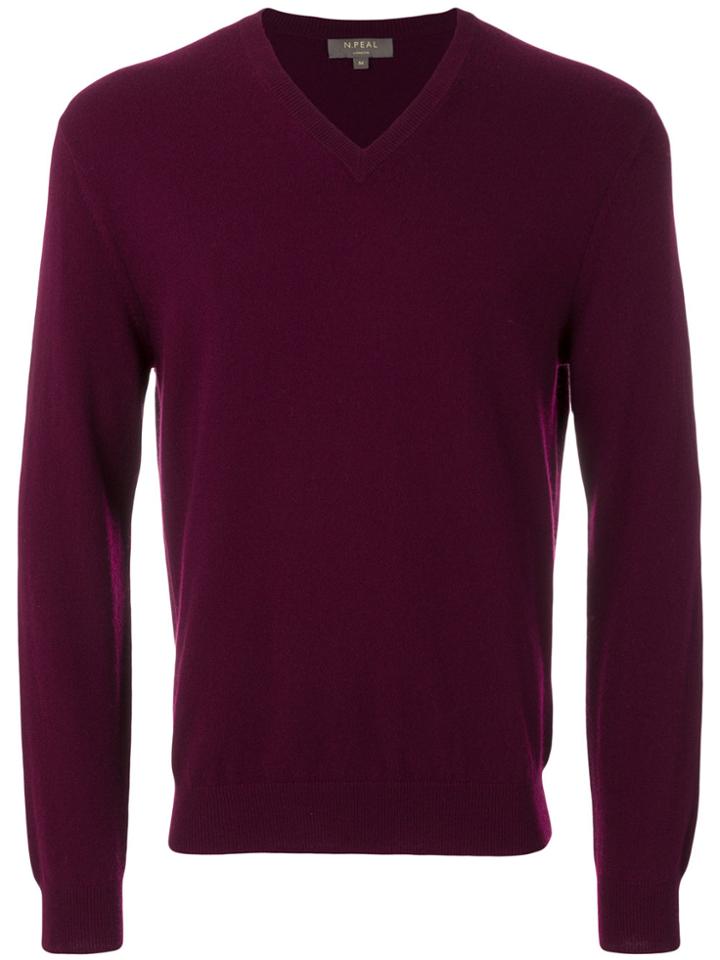 N.peal The Burlington V-neck Jumper - Red