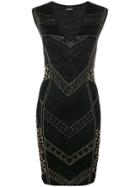 Just Cavalli Intarsia-knit Fitted Dress - Black