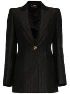Versace Silk Jacquard Mock Croc Blazer - Black
