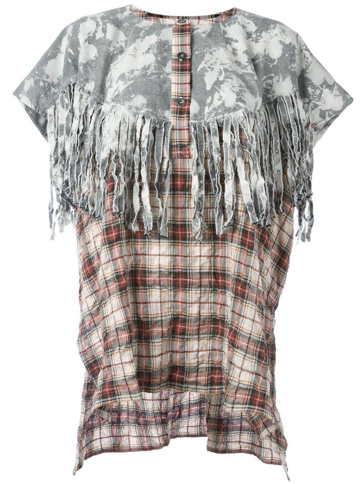 Faith Connexion Tie-dye Tartan Fringed Tunic, Women's, Size: Xs, Cotton/spandex/elastane