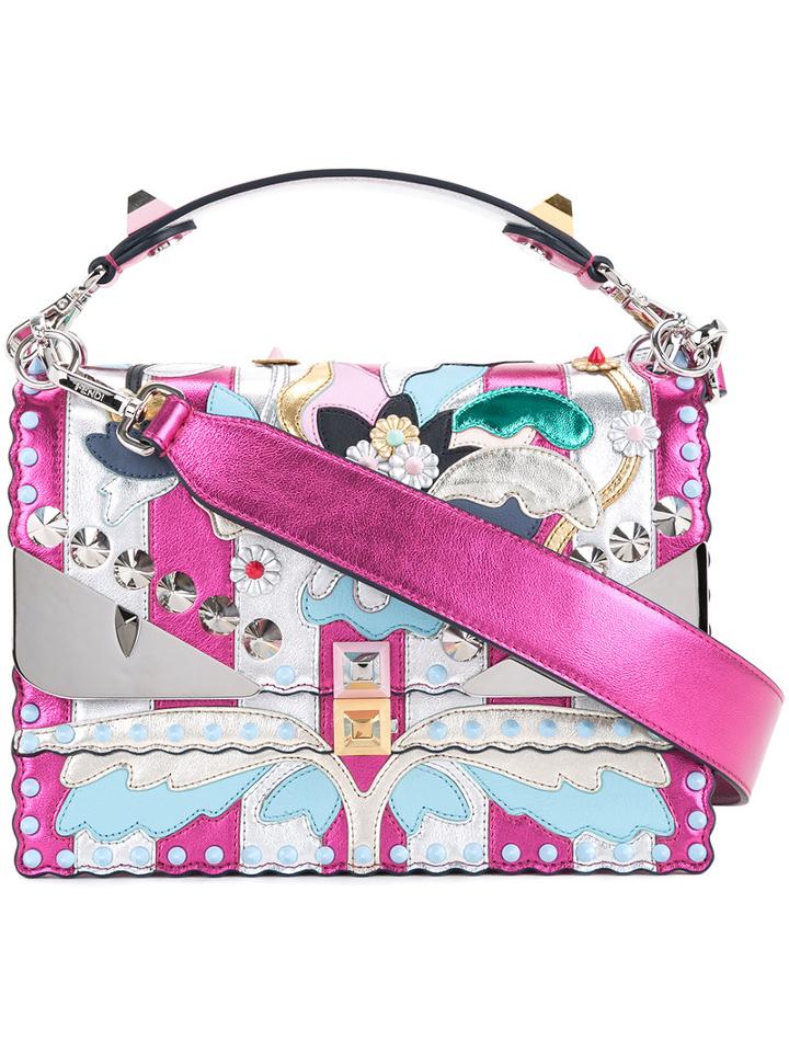 Fendi - Embellished Shoulder Bag - Women - Calf Leather - One Size, Grey, Calf Leather